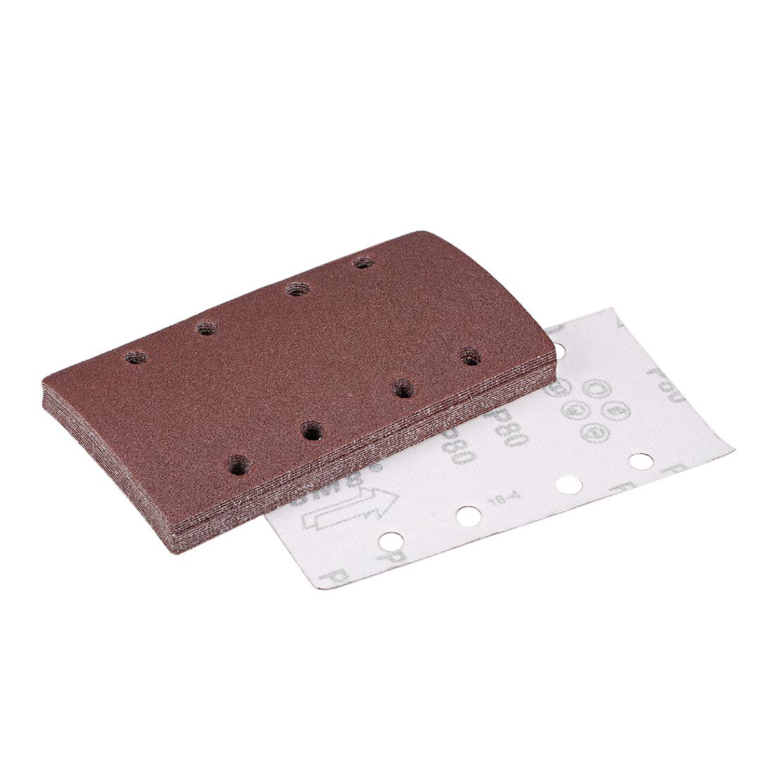 sourcing map 80 Grit 1/3 Sanding Sheet Sander Sandpaper Hook and Loop Pads 8 Hole 15pcs