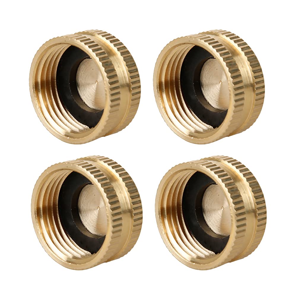 JIHUOO 4 Pcs Garden Hose Caps Brass Hose Ends Female Garden Hose Ends Metal Garden Hose Connectors Garden Hose Repair Parts with Washers