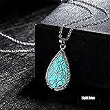 Bangood Elegant Water Drop Hollow Beautiful Glow In The Dark Pendant Statement Necklace Jewelry Set Light blue