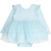 RuffleButts Baby Girls Flutter Tulle Long Sleeve Twirl Romper