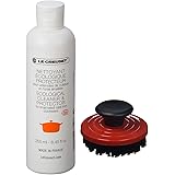 Le Creuset 2-Piece Cleaning Set, Nylon Brush Kitchen Product, 3.25", Cerise with Enameled Cast Iron 8.45 fl. oz. Cookware Cle