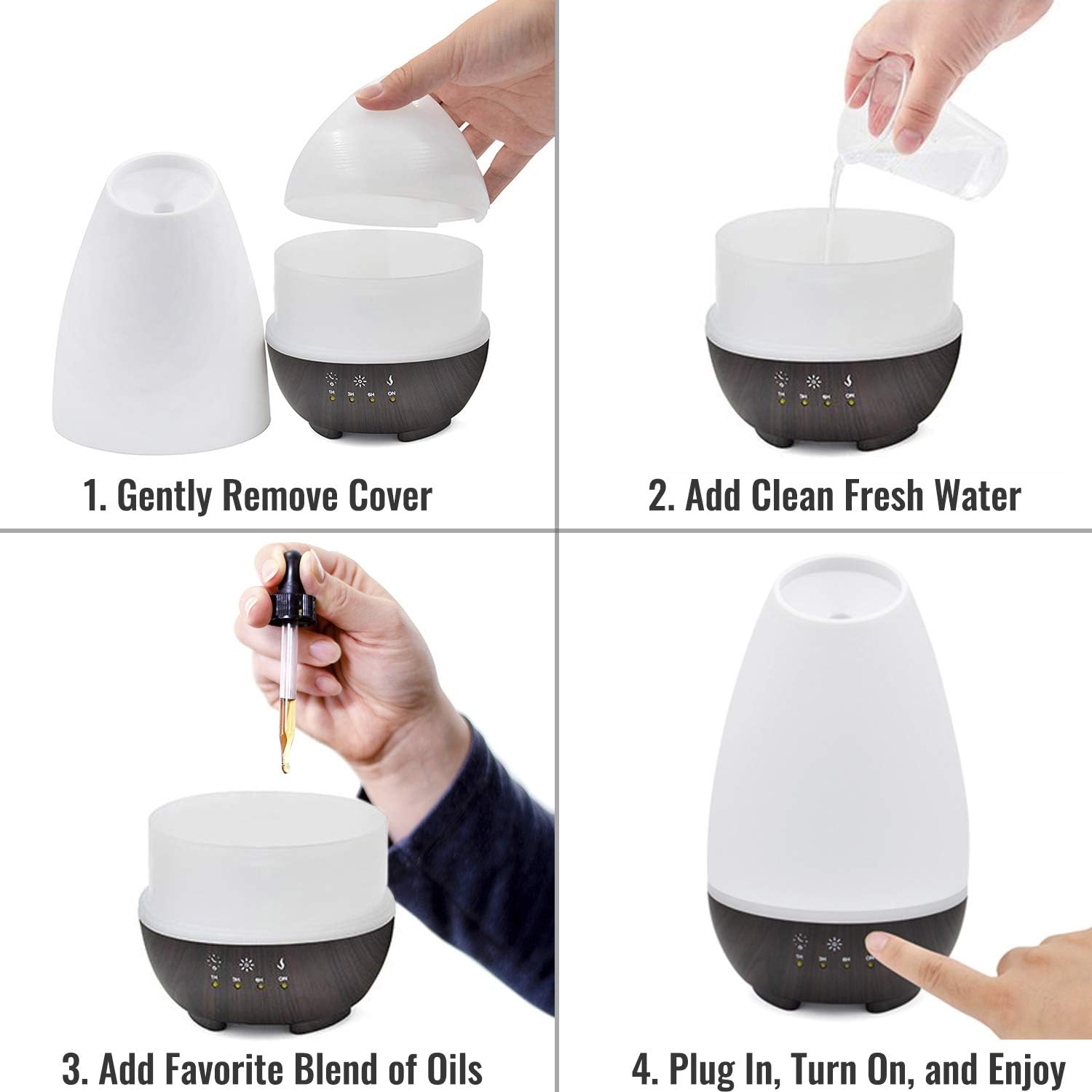 HealthSmart Aromatherapy Essential Oil Diffuser and Cool Mist Humidifier with 500ML Tank Ideal for Large Rooms Features Adjustable Timer, Mist Mode and 7 LED Light Colors, White: Health & Personal Care