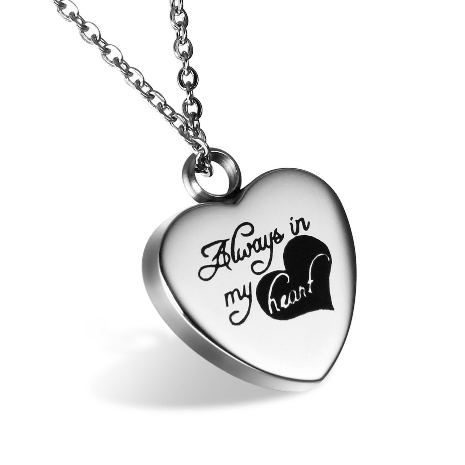 Cupimatch Womens Always in My Heart Open Container Love Heart Pendant Necklace, 18" Chain