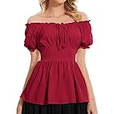 Renaissance Shirt Women Off Shoulder Medieval Pirate Steampunk Tops Peasant Top Vintage Victorian Blouse