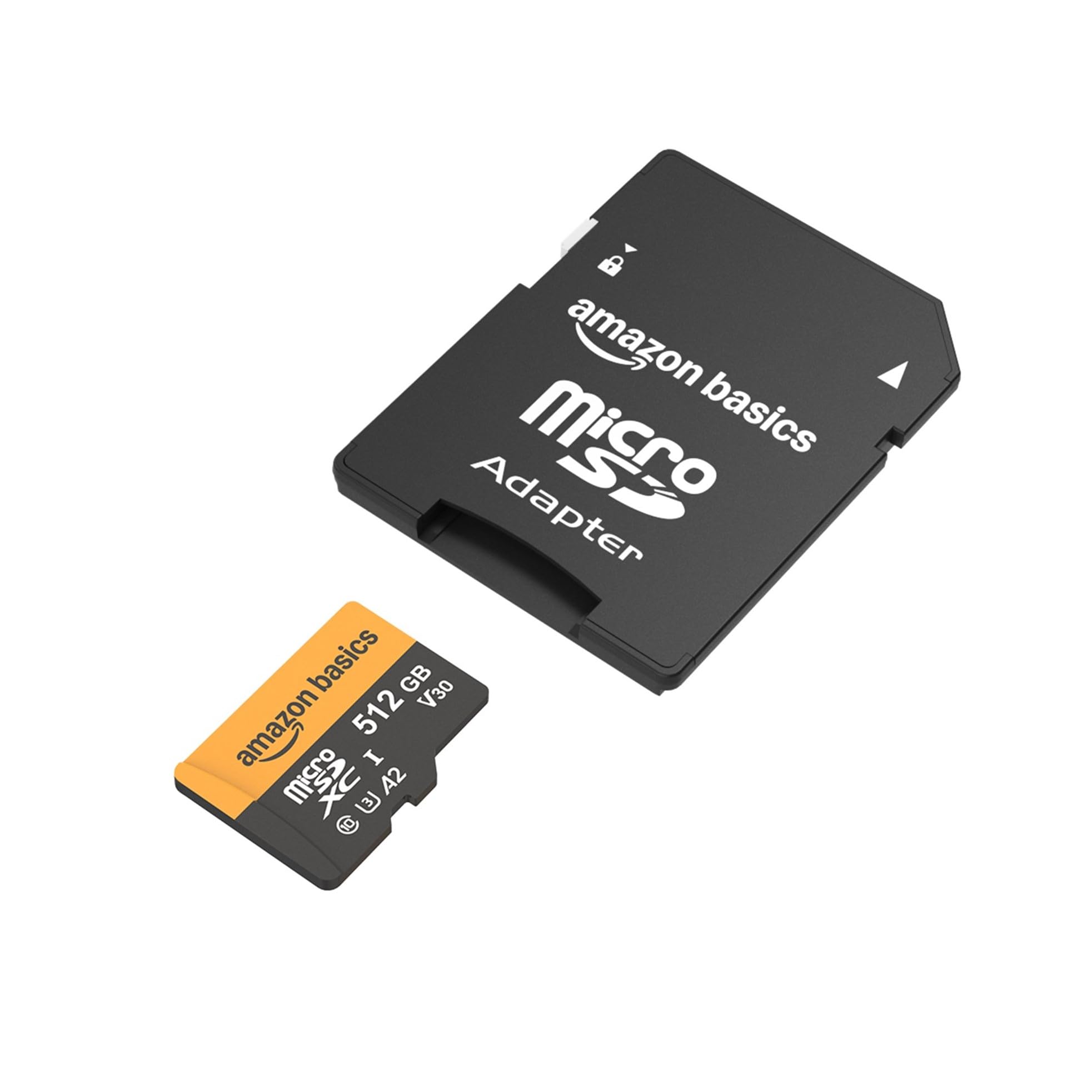 Amazon Basics 512GB microSDXC Card with Adapter, Read Speed Up to 200MB/s, 1-Pack