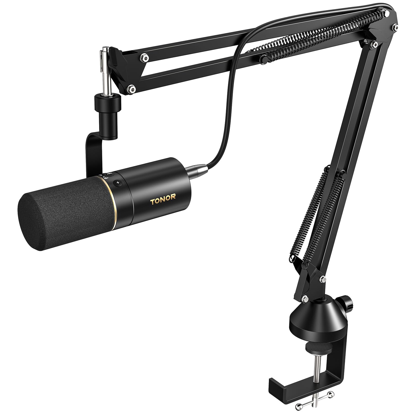 TONOR Dynamisches Microphone mit XLR/USB Kabel, Mikro PC mit Mute Button, Vocal Mic Gesangsmikrofon für Podcast, Streaming, Gaming, Studio und Aufnahme, mit Hight Profile Mikrofonarm, Schwarz, TD510+