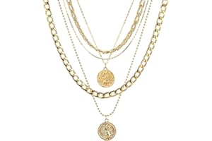 CSIYANJRY99 Chunky Gold Necklaces for Women,Multilayer Punk 80s Hip Hop Necklace,Layered Cuban Link Chain Statement Necklace 90s Freaknik Outfit Accessories for Women