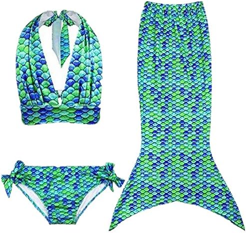 MeQi Girls 3 Pcs Little Mermaid Tail Custome for Halloween Outfit