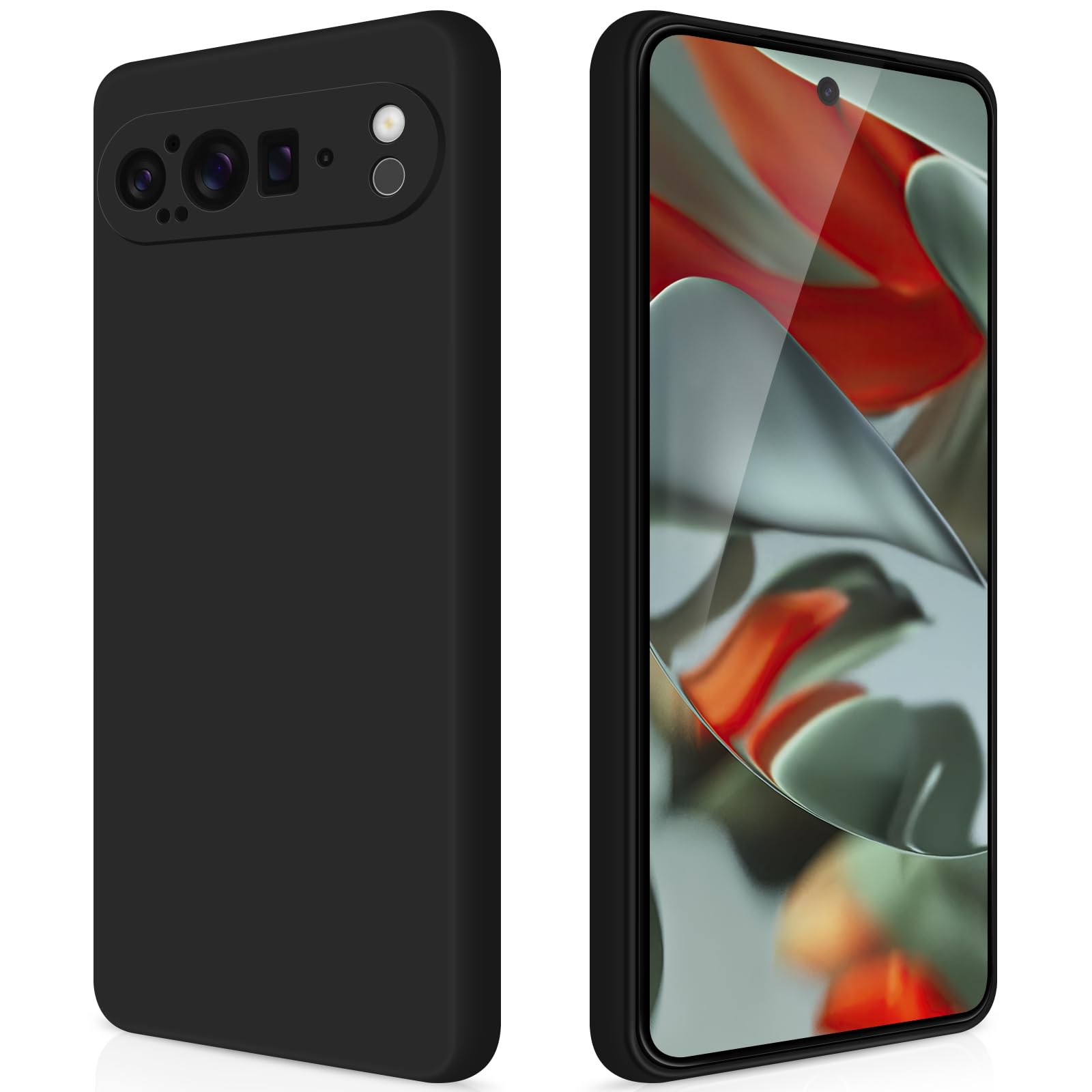 GiiYoon Case Compatible with Google Pixel 9 Pro XL, Silky-Soft Touch Full-Body Protective Phone Silicone Case, Shockproof Cover with Microfiber Lining, Black