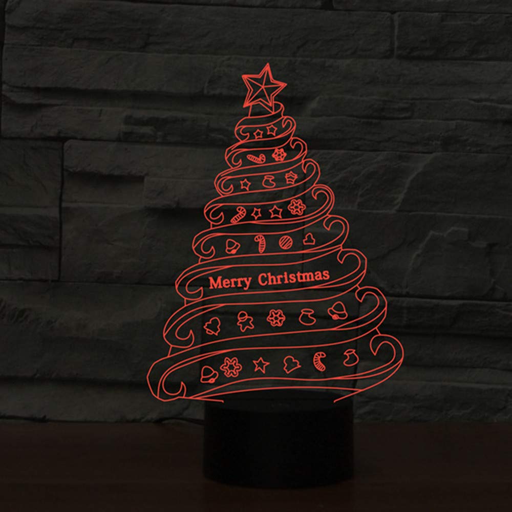 Novelty 3D Table Lamp 3D Christmas Tree Home Decor Night Lights LED USB with 7 Colors Sensor Desk Lamp as Holiday Gifts