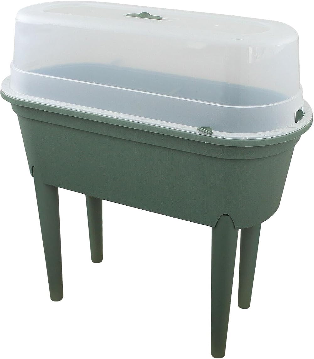 GEEZY Raised Garden Bed Planter Box with Lid and Legs Green 38x77x84 cm