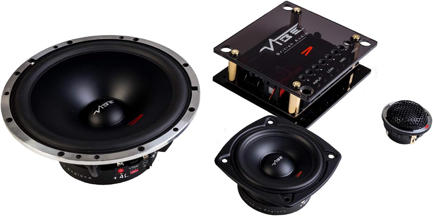 VIBE Audio CVEN 6.5 Inch 3 Way SQL Component Speaker, Black, 6.5"