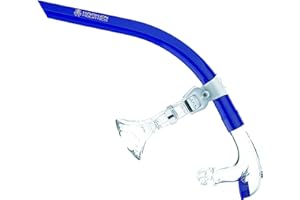 Kraken Aquatics Swim Snorkel for Lap Swimming, Swimmers Training and Pool Therapy Equipment | Quality Adult Center Mount Snorkel with Comfortable Silicone Mouthpiece and One-Way Purge Valve | Blue