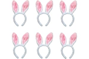 Jashem Plush Bunny Ears Hairbands 6 Pieces Cute Bunny Ears Headband Rabbit Ear Bunny Costume for Easter