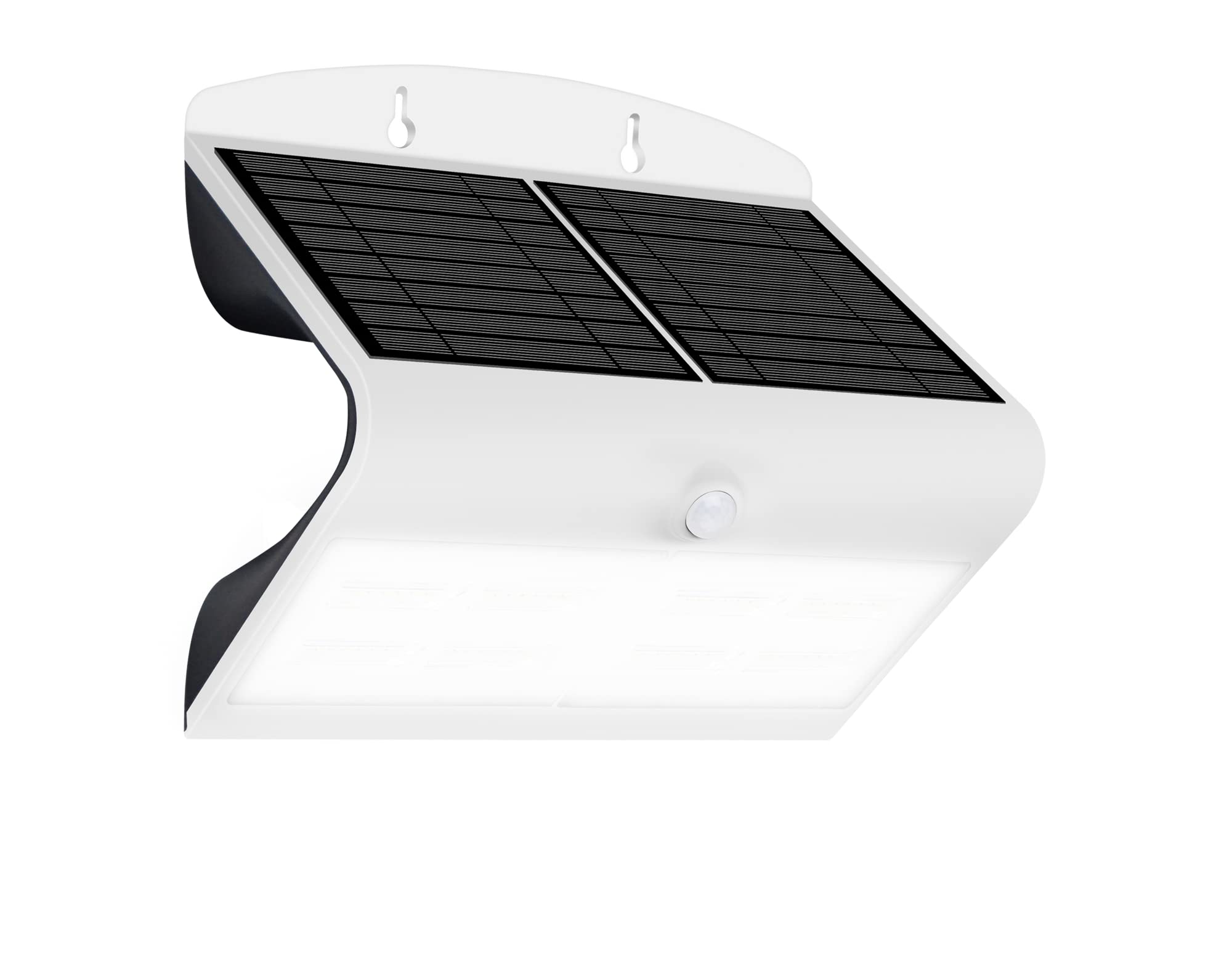 Luceco LEXS80W40-01 Solar Guardian Angled Wall Light Outdoor, with PIR Motion Sensor, 6.8 Watts, White Aluminium