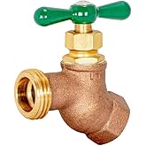Eastman Heavy-Pattern Female No-Kink Hose Bibb, 1/2 Inch FIP Connection, Brass Plumbing Fitting, 48624
