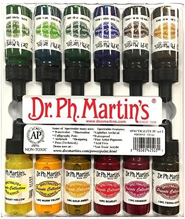 Dr. Ph. Martin's Spectralite Private Collection Liquid Acrylics, 0.5 oz, Set of 12 (Set 2), 30 ml (Pack of 1)