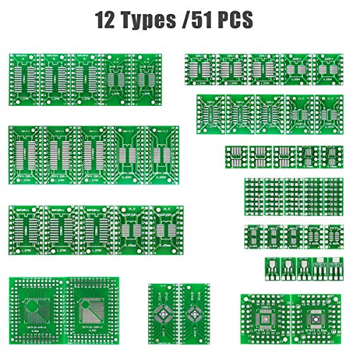 thumbnail image 2 of KeeYees 12 Tipos De Adaptadores SMD A DIP PCB Proto Board Kit SOP8 SOP10 SOP14 SOP16 SOP20 SOP24 SOP28 0402/0603/0805 SMT SOT89/SOT223 TQFN32 QFN44/ 48 Con 40 Cabezales De Clavija De 2,54 Mm 2 of 14