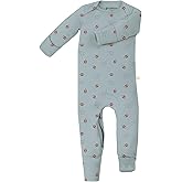 GUNAMUNA Convertible Baby Footie Pajamas, 2-in-1 Romper with Diaper-ZiP, Fold-Over Mittens & Cuffs, Football, 6-9 Months