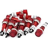 Uxcell 10 Pcs AC/DC 24V 2 Terminals Red Light Signal Threaded Indicator Lamp