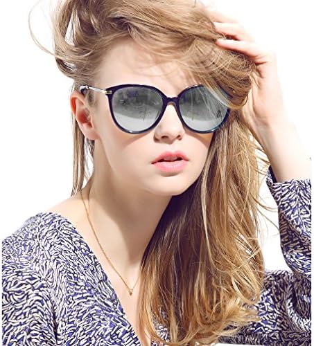 Women's Polarized Sunglasses Cat Eye Sunglasses Aviator Wayfarer Sunglasses Case (Silver, As Picture)