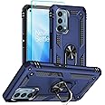 Aozuoton Oneplus Nord N200 5G Case: Military Grade 16ft Drop Tested, Ring Shockproof Protective Cover with HD Screen Protector, Blue