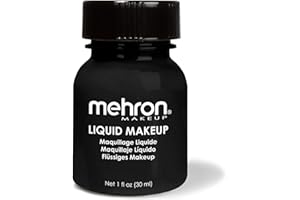 Mehron Makeup Liquid Makeup | Face Paint and Body Paint Perfect for Halloween, Cosplay I Air Brush Compatible (1 oz) (BLACK)