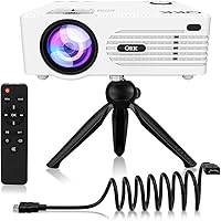 Mini Projector, [Tripod Included] QKK Upgrade Projector for Outdoor Movies 200" Display Full HD 1080P Supported Portable…