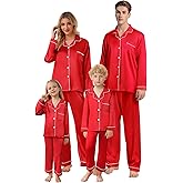 Schbbbta Christmas Family Silk Pajamas Matching Sets Long Sleeve Pj Set Satin Button Down Holiday Sleepwear