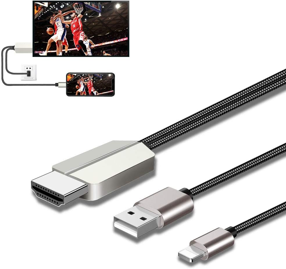 YEHUA Compatible with ipad iPhone to HDMI Adapter Cable for TV/Projector/Monitor 1080P Digital AV Screen Mirroring HDMI Cables Converter for iPhone 11 Pro/Xs/XR/X/8/7/6, Plug and Play