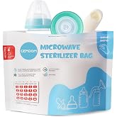 Gemdom Large 15 Pack Microwave Steam Sterilizer Bags, 20 Uses Per Bag | For Baby Bottles Soothers, Teethers, Breast Pump Parts and Accessories, Baby Travel Essential
