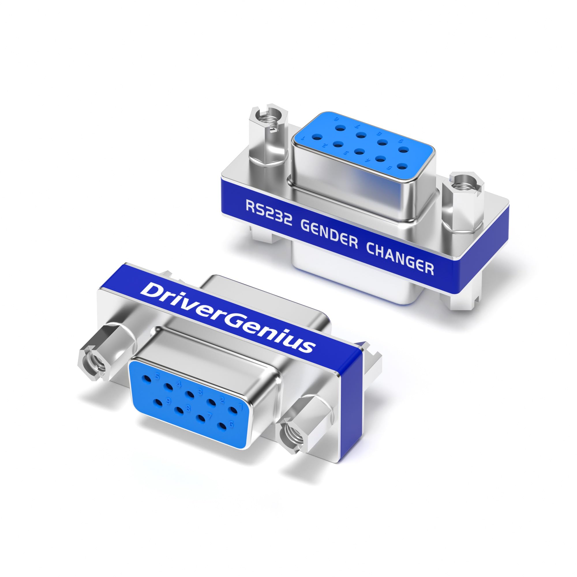 DriverGenius Serial DB9 Gender Changer - 9-Pin RS232 Female - Female Adapter for RS232/Serial Data Transfer (RS232F2F-2A, 2 Pcs/Pack)