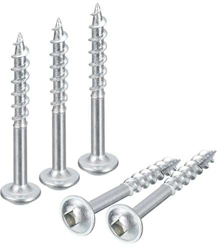 Mywish 100-Pack Pocket Hole Screws 2-1/2 Inch – #8 X 2.5" Washer Head Square Drive Self-Tapping Wood Screws With Blue Coating & 150mm Drill Bit