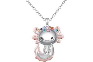 MIKOVIVI Axolotl Necklace, Alloy Axolotl Crystal Necklace Cute Salamander Necklace Trendy Pendant Necklace Jewelry Gift for Boys Girls Birthday Christmas Graduation Gift