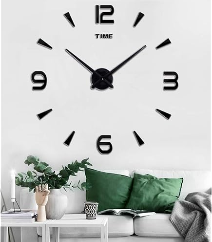 Amazon.com: Mintime Modern Frameless DIY Wall Clock Large 3D Wall