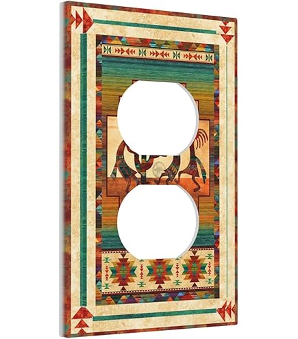 Native Southwest Pattern Outlet Cover - 1-Gang Duplex Wall Plate, 4.5" X 2.76", Polycarbonate, Easy Install For Home Or Office Decor