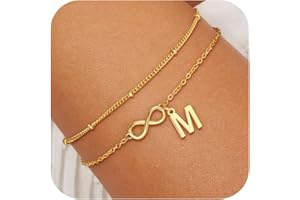 Eaciy Gold Initial Bracelets for Women Girls - 18K Gold Plated Infinity Bracelet Dainty Gold Bracelets for Women Teen Girl Gifts Trendy Stuff Birthday Gifts