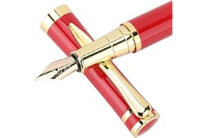 Cheericome Fountain Pen - Luxury Fountain pen set for Men & Women - Ink Pen for Smooth Writing - Fountain Pen Fine Nib，Includes 10 Ink Cartridges and Ink Refill Converter - Red
