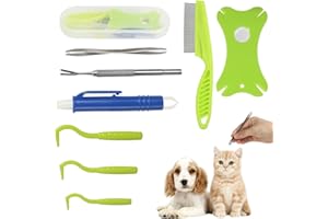 Tick Removal Tool 8 in 1 with Storage Box, Tick Tweezers, Flea Comb, Magnifying Glass, Dog Tick Remover Tool Tick Removal Kit