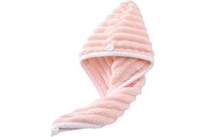 Super Absorbent Hair Towel Wrap for Wet, Quick Dry Microfiber Towel with Button Shower Caps, Bath Accessories Thickened Wrap