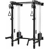 F35 Pro Wall-Mount Folding Power Rack with Cable Pulley System, Adjustable Home Gym Rack with 1:1 Ratio, 1500 lb J-Hooks, Compact Foldable Strength Training Equipment for Home Gym