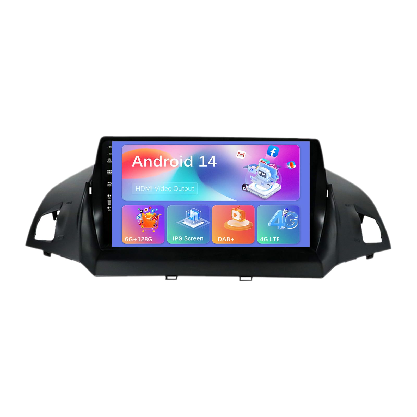 MISONDA [Built-in DAB+4G+DSP+Carplay] 6G+128G 9" IPS 2 Din Android 14 Car Stereo For Ford Kuga Escape 2013-2016-[Free Camera+Mic] SWC BT WiFi AUX RDS FM AM Head Unit