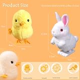 Aisszhao 2 PCS Rabbit Wind Up Toys Kids Clockwork Jumping Chick Easter Gift view 2