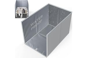 PAW LIBERO 24"L × 17"W × 16"H Foldable Cat Litter Box Enclosure, All-in-One Litter Box Splash Guard for Large Litter Pan, High Sided Litter Box Shield with Removable Mat, Easy to Clean, No Mess, Odorless