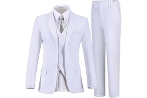 DOISPON Boys Suits 5 Piece Formal Suit Set Slim Fit Formal Dress Clothes Ring Bearer Outfit for Kids