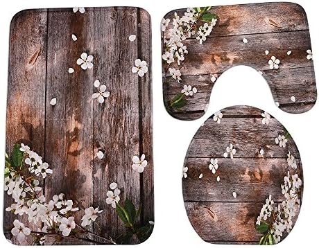 WCHUANG Wood Bathroom Rug Decorative Bath Rugs - Non Slip non slip bath mat, Set of 3 (wood)