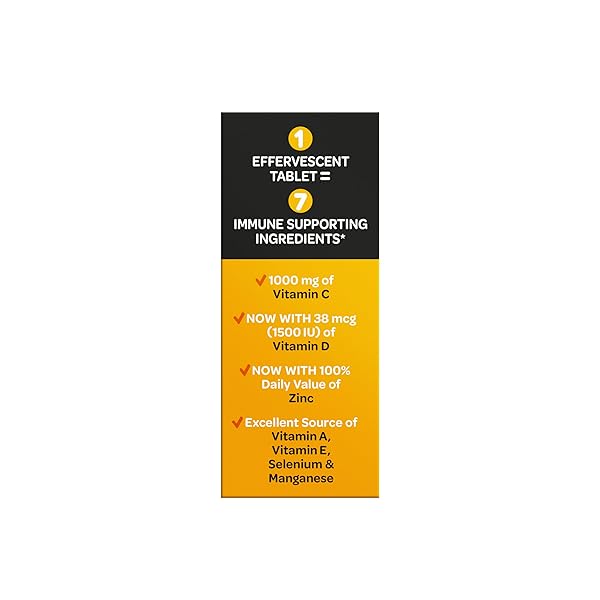 AIRBORNE 1000MG VITAMIN C WITH VITAMIN D & ZINC, SUGAR FREE MULTIVITAMIN IMMUNE SUPPORT SUPPLEMENT, ANTIOXIDANTS VITAMINS A C & VITAMIN E, 30 EFFERVESCENT TABLETS, ZESTY ORANGE FLAVOR