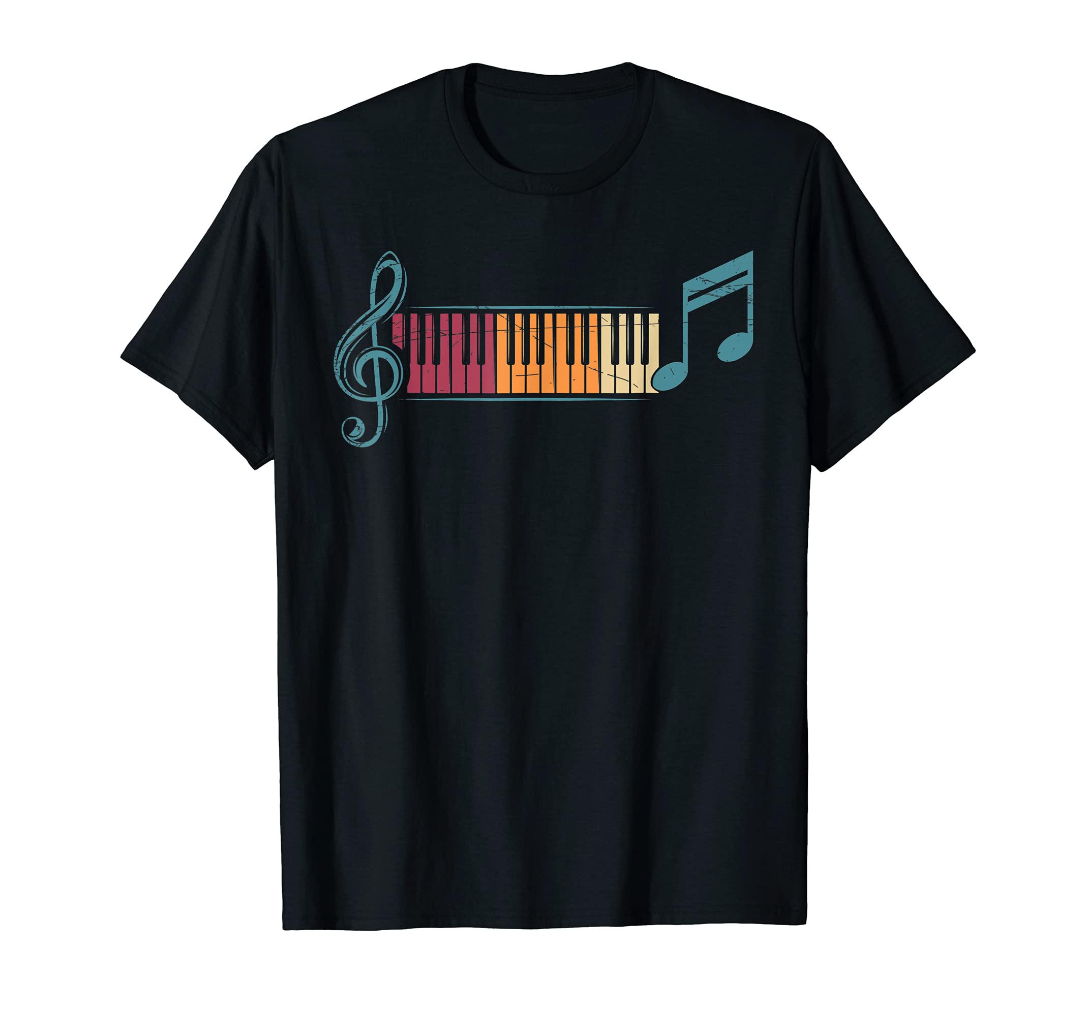 Retro Keyboard Treble Clef Musical Instrument Pianist Piano T-Shirt