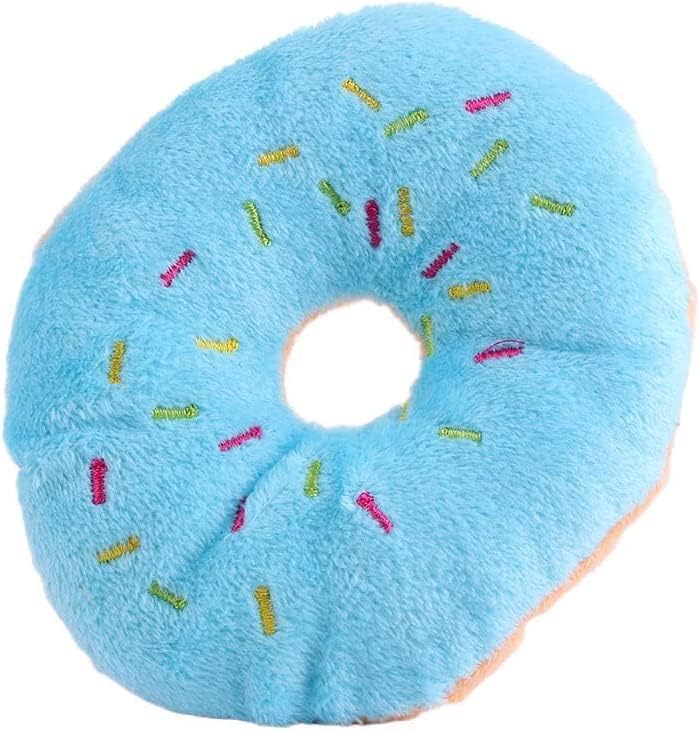 DPWOUM 1Pc Donut Shape Plush Blue Pet Toy,Lovely Donut Shaped Squeakys Squeaking Sound Toy for Pet Chew Toy Squeaky Plushes Dog Toy Blueberry Squeaky Plush Dog Toy Chew Guard Technology，Dog Chew Toys