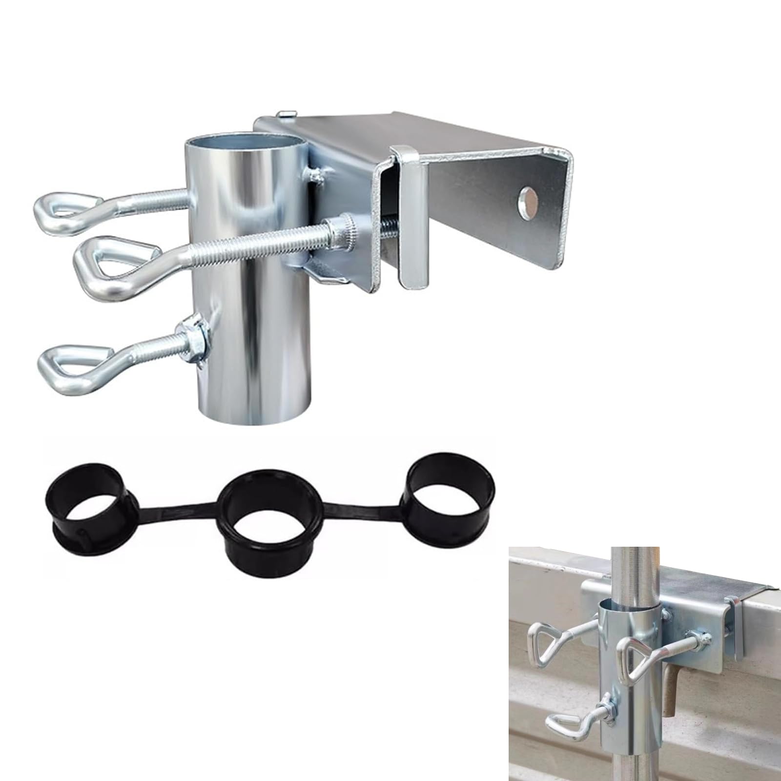 CTForest Table Clamp for Garden Umbrella, Parasol Holder, Balcony Railing, Parasol Holder Balcony, Suitable for Balcony Railings, Beach Chairs (Silver)